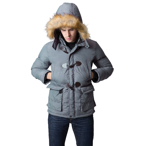 

Men Winter Parka Faux Fur Collar Hooded Coat