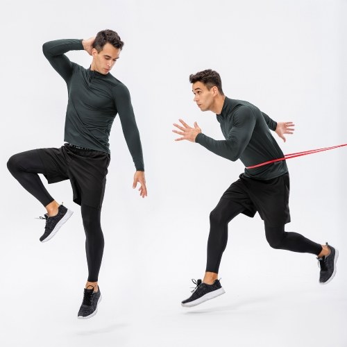 

Men Sport Shirt Long Sleeve Quarter Zip Stretchy Fitness T-shirts