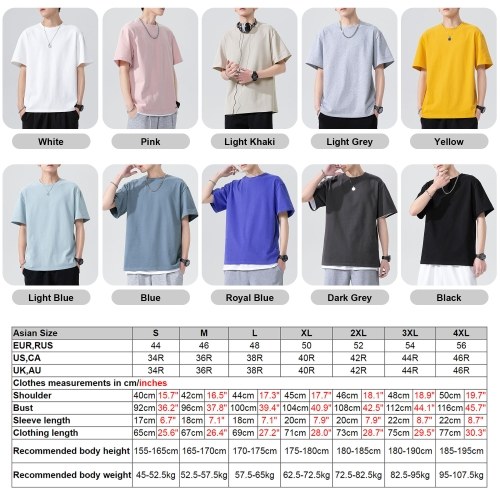 

Men Short Sleeved T-shirt O Neck Solid Cotton Tees Casual T-shirts