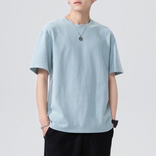 

Men Short Sleeved T-shirt O Neck Solid Cotton Tees Casual T-shirts