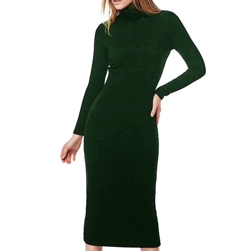 

Women Turtleneck Bodycon Dress Long Sleeves Sheath Bandage Dress Evening Cocktail Party Dress