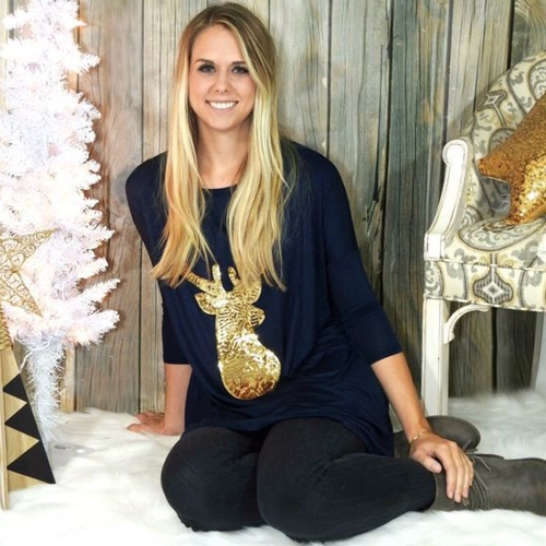 

Women Sparkling Sequin Loose Christmas T-Shirts