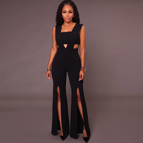 

Sexy Women Sleeveless Deep V Long Jumpsuit