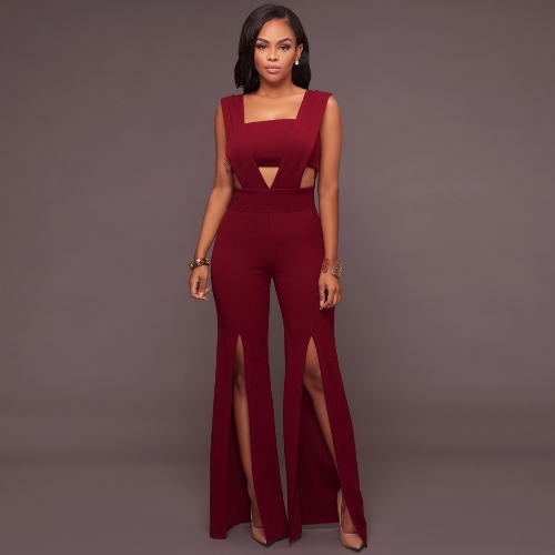 

Sexy Women Sleeveless Deep V Long Jumpsuit