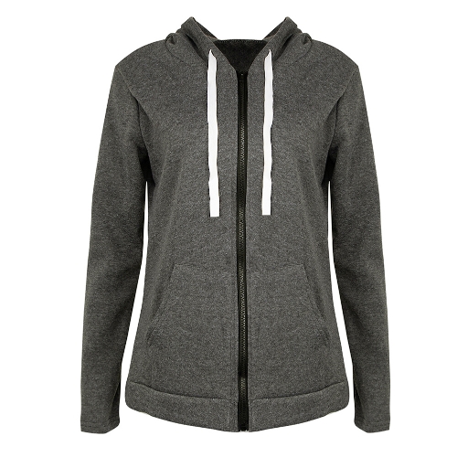 

Мода Женщины Твердые Zip UP Толстовка Пальто