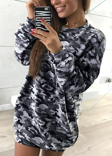 

Women Camo Hoodie Pullovers Casual Long Sleeves Sweatershirt