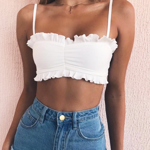 

Sexy Women Ruffle Sleeveless Crop Top Tank Top
