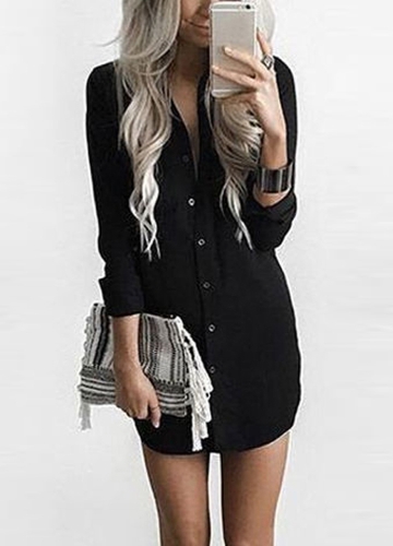 

Casual Women Solid Color Long Sleeves Long Shirt