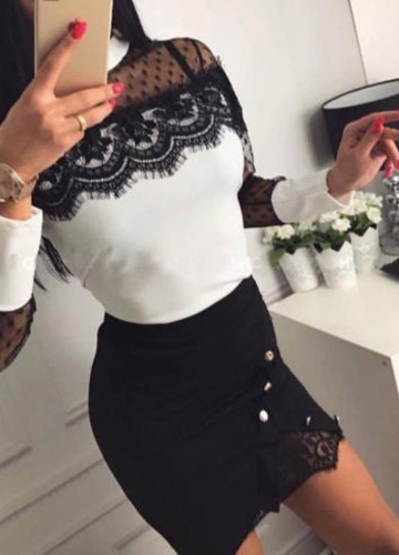 

Мода Женщины Faux Замша Высокая талия Кружева Сцепление Кнопка Preppy Bodycon Мини-юбка