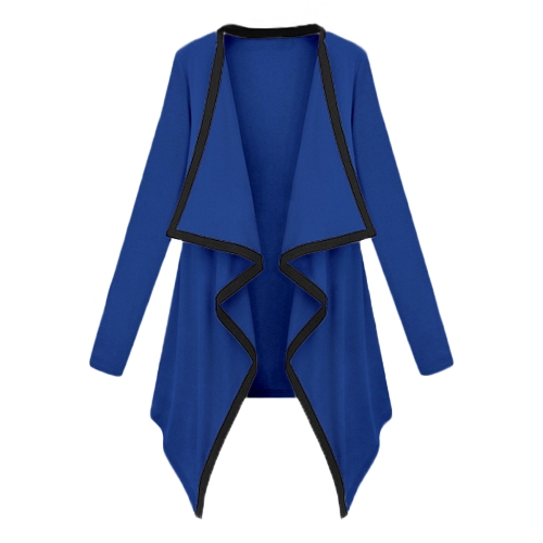 

Women Long Sleeve Contrast Cardigan Open Front Asymmetric Cape Casual Poncho Coat