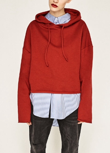 

Women Hoodie Sweatshirt Drawstring Hood Long Sleeve Loose Solid Sweater Top