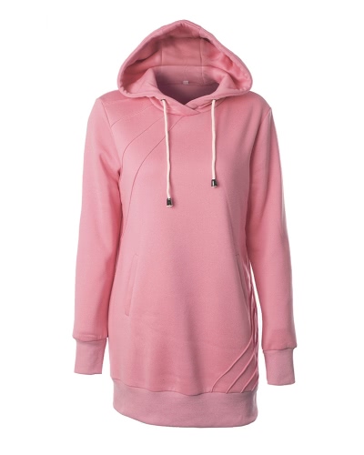 

Fashion Women Long Hooded Sweatshirts Long Sleeve Pockets
