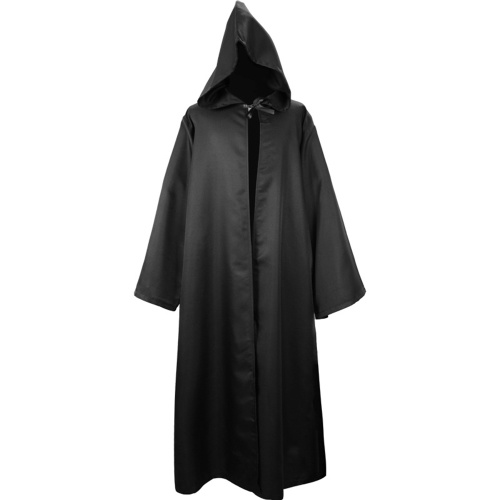 Men Women Halloween Costume Cloak Solid Color Hooded Long Sleeve Tunic Robe Cardigan Cape