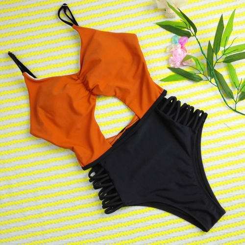 

Women One Piece Bikini Color Splice Monokini Swimsuits