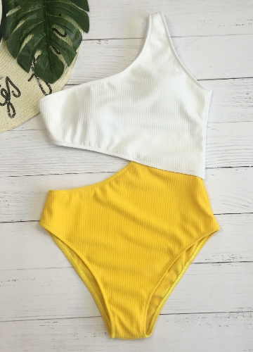 

Одно плечо Цветная вырезка Monokini Sexy Women One-piece