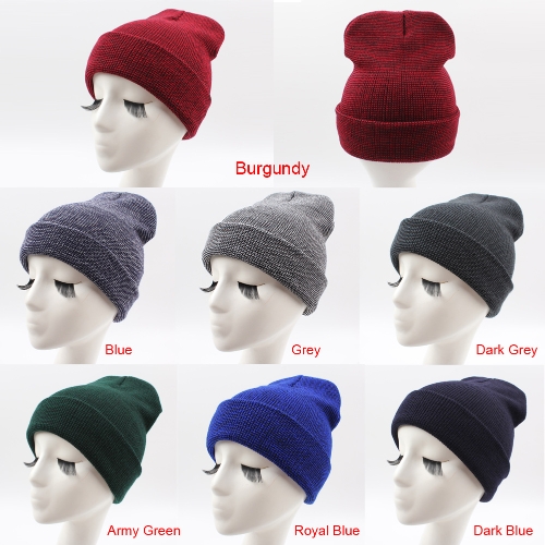 

New Winter Unisex Women Men Beanie Hat Solid Warm Hip-Hop Cool Knitted Cap Headwear