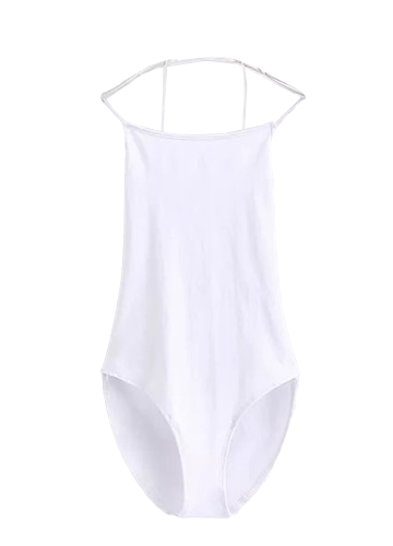 Frauen-reizvoller Bodysuit Kreuzmuster-Verband-Backless feste dünne Strumpfhosen Bodycon-Beleg-Overall-Spielwaren