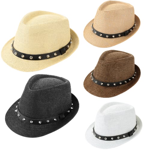 

Fashion Summer Sun Straw Men Women Panama Hat Beach Cap Rivet Belt Fedora Trilby Hat