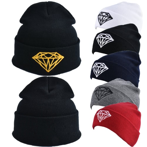 

Unisex Women Men Knitted Hat Diamond Ribbed Slouchy Baggy Casual Sport Warm Winter Kullies Beanies