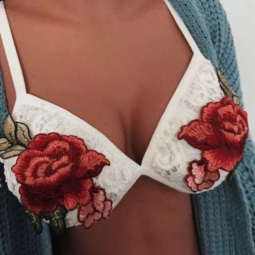

Sexy Lace Цветочная аппликация Регулируемый ремень эластичный беспроводной женский бюстгальтер
