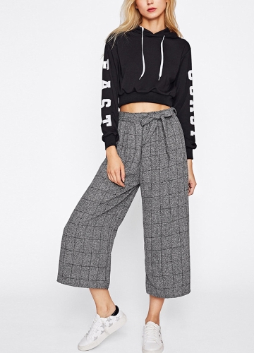 

Plaid Capri Wide Leg Pants
