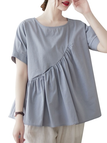 

Women Loose Blouse Short Sleeved Flared Vintage Holiday T-Shirts