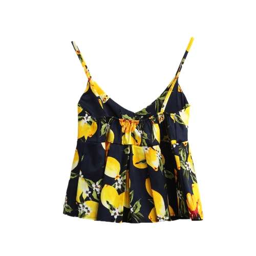 

Новая мода женщины весна лето Crop Top Tank Tops Спагетти ремень Ruffle обрезанное Vest