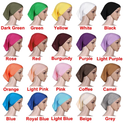 

New Fashion Muslim Hijab Turban Islamic Bonnet Underscarf Inner Cap Solid Color Tube Hat Elastic Headwear