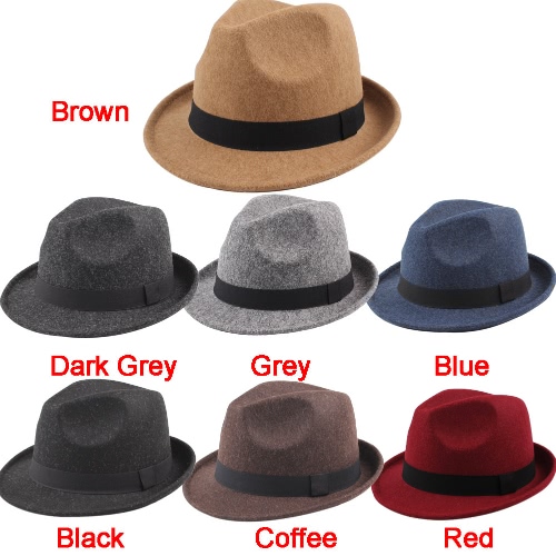 

Wide Brim Men Women Fedora Hat Jazz Cap Unisex Sun Hat Solid Sunbonnet Trilby Beach Panama Hat