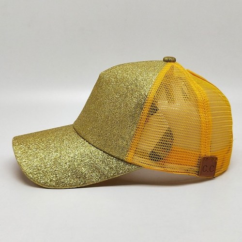 

Девочка Cap Sequined Fishnet Splice Бейсбол Спорт Повседневная хип-поп Streetwear Flat Hat