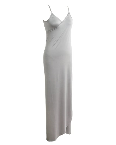 

Женщины Спагетти ремень Backless Beach Overlap Maxi длинное платье