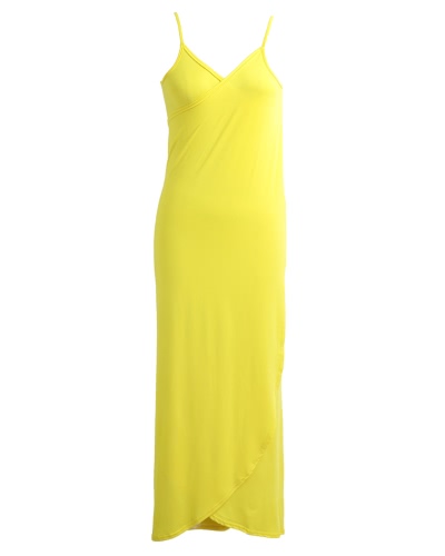 

Женщины Спагетти ремень Backless Beach Overlap Maxi длинное платье