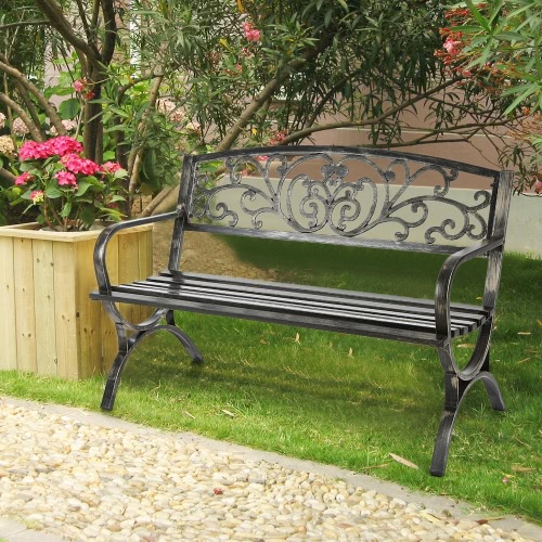 iKayaa 3 Seater Fer Patio Garden Park Bench