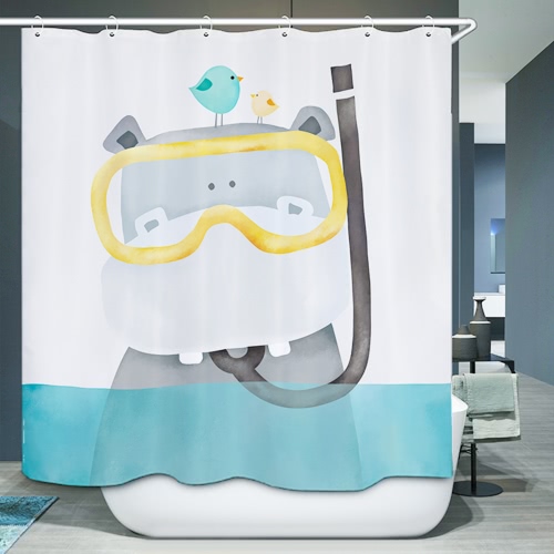 72 * 72'' Printed 3D Effect Decorative Bathroom Curtain Polyester Waterproof Mildewproof Shower Curtain with 12pcs Hooks