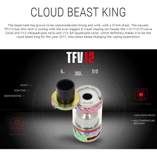 

SMOK TFV12 Tank Type A/Type B Version Leak Proof 6ml Sub Ohm Tank Atomizer for 350w Smok GX350/G-priv 220 Rainbow Color