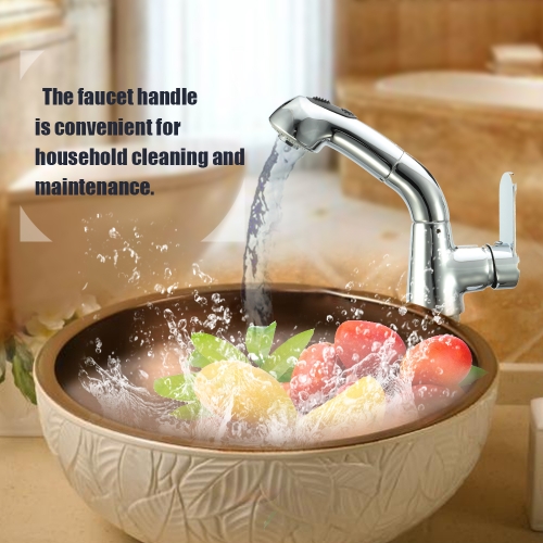 

European-style Pull Out Single Connection Bathroom Tap Stud Installation Rotatable Sink Water Faucet