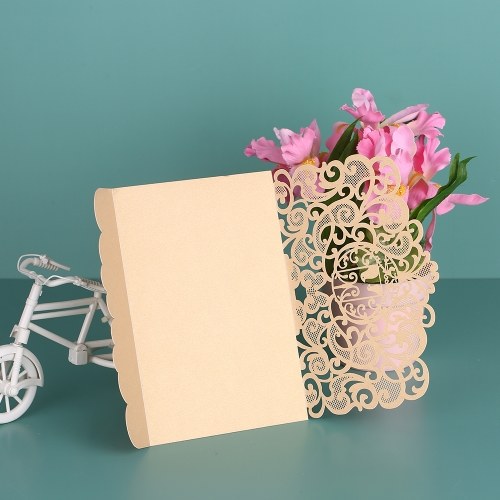 

20pcs / set Wedding Invitation Card Cover Pearl Paper Laser Cut Birds Pattern Пригласительные открытки Свадебные принадлежности для гонок - Золото