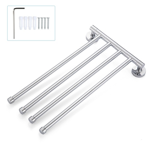 Space-saving Wall-mounted Stainless Steel Swivel Bar Towel Rack Multifunctional Bath Towel Holder Bathroom Towel Rack Towel Bar