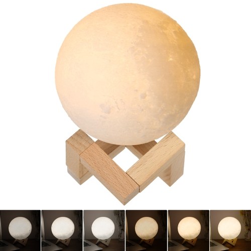 

3D Printing Moon Light Bedroom Decor with Wooden Stand--10cm