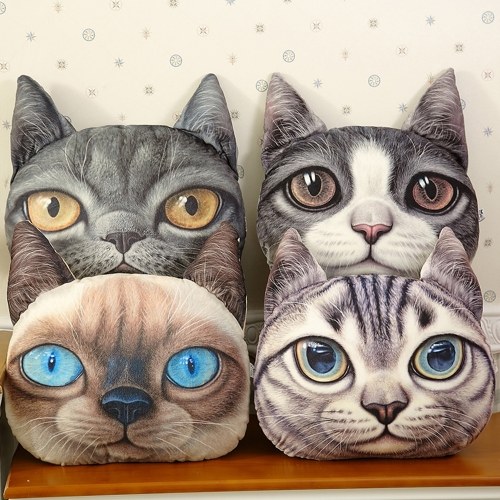 

Cute Plush 3D Animals Head Shape Throw Pillow