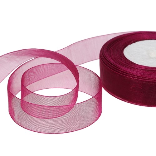 

25мм 50 ярдов / рулон Silk Organza Transparent Ribbon DIY Making Christmas Ribbons