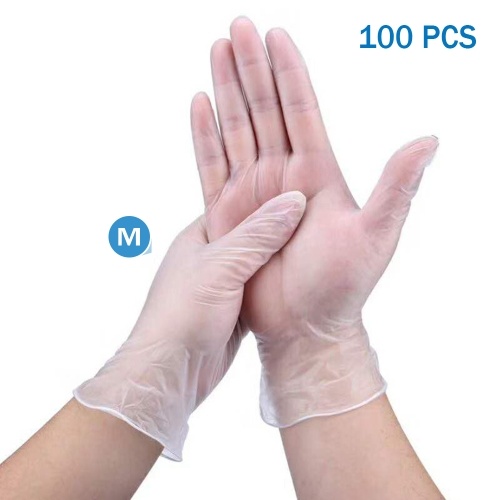 

100 PCS Disposable PVC Gloves Medium Size Powder Free Latex Free Gloves Protective Glove(Box Packaged)