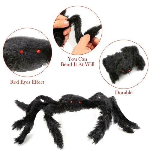 

Halloween Spider Decorations, Aitey Halloween Scary Giant Spider Set with 3 Large Fake Spider, Spider Web, Cobwebs for Window Wall and Yard Outdoor Halloween Decor