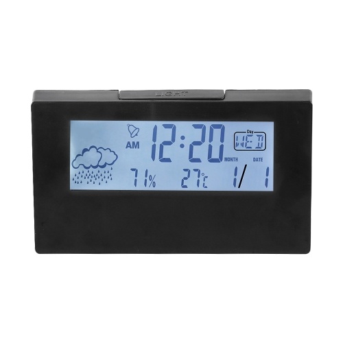 

LED Display Digital Alarm Clock Battery Operated Smart Night Light Easy Operation Clock Bedroom Clock (Black)