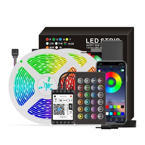 

Smart Wifi LED RGB Strip Lights 65.6ft. 5050 Color Changing Lights