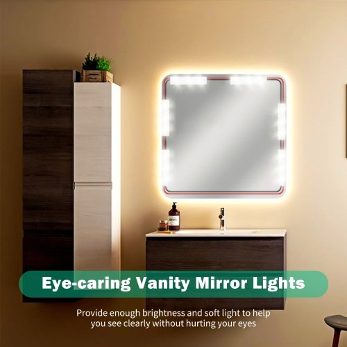 2 PCS LED Makeup Mirror Lights Dimmable Touch Control Vanity Mirror Lights Bathroom Mirror Light with USB Cable LED Strip Lights Dressing Mirror