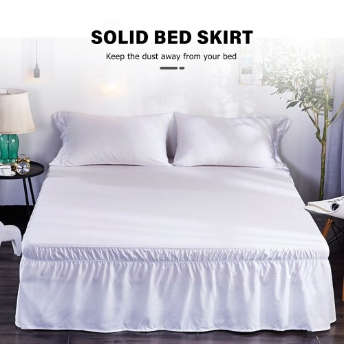 

Bed Skirt Adjustable Elastic Belt Ruffles Dustproof Wrinkle-Free Bed Frame Cover Solid Color Bedding