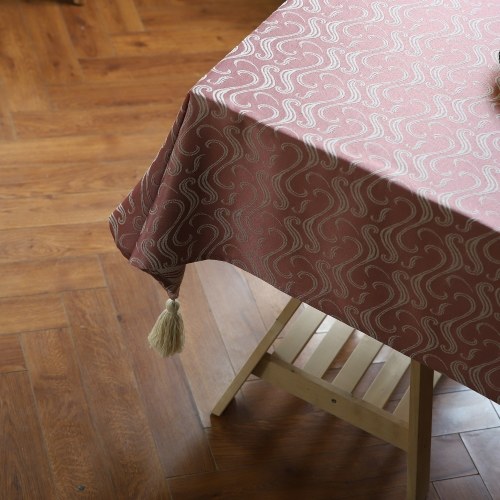 

Tablecloth Jacquard Pattern With 4 Tassels Kitchen Dining Party Holiday Wrinkle-Free Washable Rectangle Table Cover