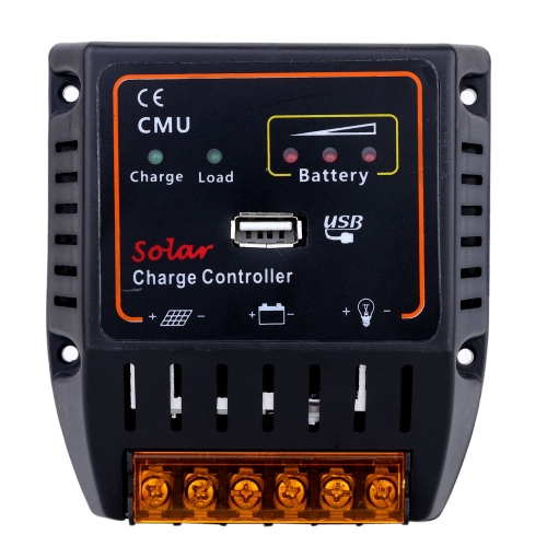10A 12V/24V Solar Panel Battery Charge Controller with USB Output Auto Regulator System Overcharge Protection