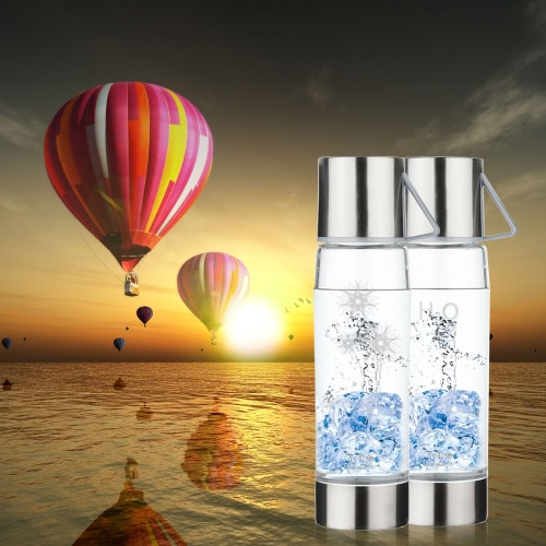 550ml Large Capacity Hydrogen Rich Water Bottle High Quality Transparent Water Glass with Lid Portable BPA-free Business Nice Water Ionizer Glass Cup